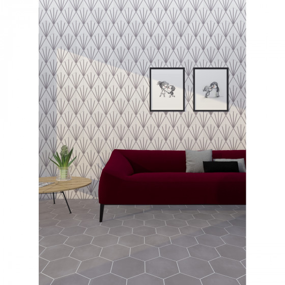 Lily 5 Hexagon Grey Porcelain Floor & Wall Tile 198x228mm